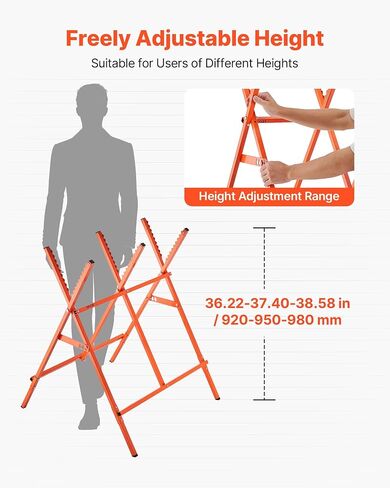 VEVOR Saw Horses, 2 Pack Folding Work Horses, 260 lbs Load Capacity Sawhorse with Heavy Duty Legs, Adjustable Height Saw Horse with Non-Slip Foot Pads, for Woodworking, Carpenters & Contractors in Saudi Arabia