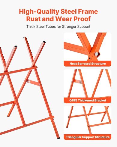 VEVOR Saw Horses, 2 Pack Folding Work Horses, 260 lbs Load Capacity Sawhorse with Heavy Duty Legs, Adjustable Height Saw Horse with Non-Slip Foot Pads, for Woodworking, Carpenters & Contractors in Saudi Arabia