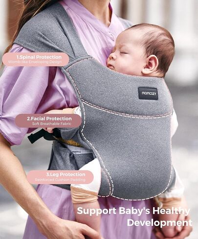 Momcozy Portable Baby Carrier-مضغوط وخفيف الوزن ، قابل للتعديل للسفر ، والطي ، و GO ، حقيبة الفخذ تخزين مريحة ، وأشرطة كتف عريضة ، ونسيج ناعم للبشرة ، للأطفال من 12 إلى 35 رطلاً (رمادي) in Saudi Arabia