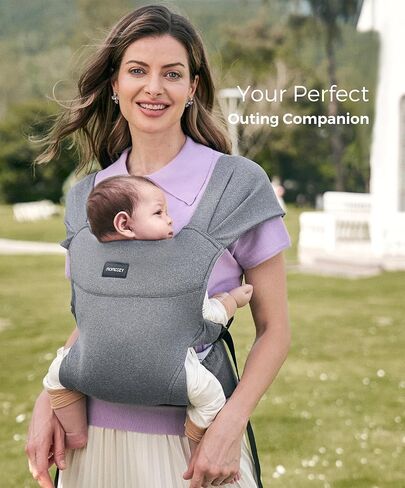 Momcozy Portable Baby Carrier-مضغوط وخفيف الوزن ، قابل للتعديل للسفر ، والطي ، و GO ، حقيبة الفخذ تخزين مريحة ، وأشرطة كتف عريضة ، ونسيج ناعم للبشرة ، للأطفال من 12 إلى 35 رطلاً (رمادي) in Saudi Arabia