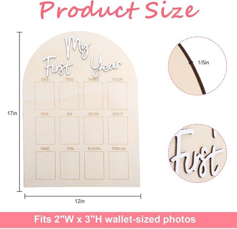 My First Year Photo Frame, My First Year Photo Board Wooden for 12 Month Picture, Baby Display Sign for Picture Frame Board for Baby Keepsake 1st Birthday Nursery Decor Gifts for Boy Girl, White in Saudi Arabia