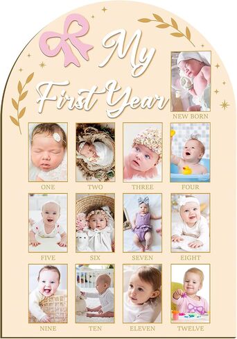 أول صورة لإطار الصورة في السنة الأولى من طراز Coquette Pink Bow Monthly Photo Board in Saudi Arabia
