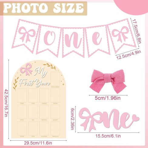 أول صورة لإطار الصورة في السنة الأولى من طراز Coquette Pink Bow Monthly Photo Board in Saudi Arabia