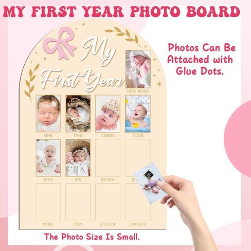 أول صورة لإطار الصورة في السنة الأولى من طراز Coquette Pink Bow Monthly Photo Board in Saudi Arabia