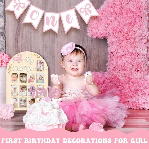 أول صورة لإطار الصورة في السنة الأولى من طراز Coquette Pink Bow Monthly Photo Board in Saudi Arabia