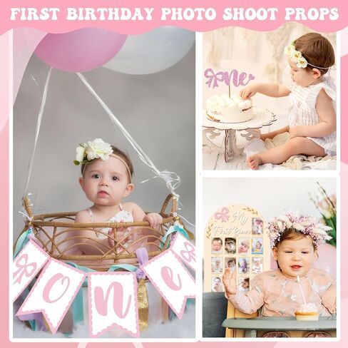 أول صورة لإطار الصورة في السنة الأولى من طراز Coquette Pink Bow Monthly Photo Board in Saudi Arabia