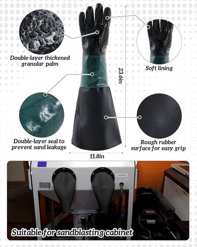 Sand Blasting Hood Cap with 23.6" Blast Gloves and 1 Pcs Sandblasting Hood Replacement Lens Glass, Shawl Cap Sandblasting Mask Set for Polishing Painting Dusting Grinding Abrasive Cabinet in Saudi Arabia