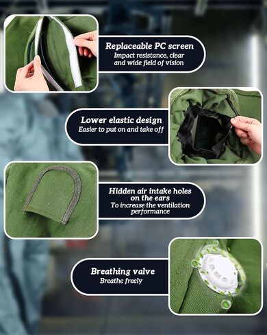 Sand Blasting Hood Cap with 23.6" Blast Gloves and 1 Pcs Sandblasting Hood Replacement Lens Glass, Shawl Cap Sandblasting Mask Set for Polishing Painting Dusting Grinding Abrasive Cabinet in Saudi Arabia