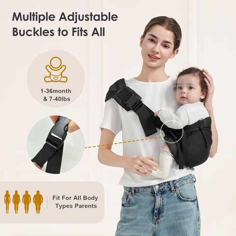 MISSWISDOM Toddler Sling Carrier, Adjustable Baby Carrier Sling 8-40 lbs, Lightweight Toddler Carrier Baby Sling Carrier, Toddler Hip Carriers One Size Fits All, Black in Saudi Arabia