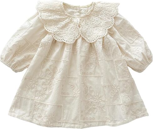 Spring - Summer Baby Toddler Long - Sleeve Princess Dress with Exquisite Lace Collar and Embroidery - Cute and Stylish Outfit in Saudi Arabia