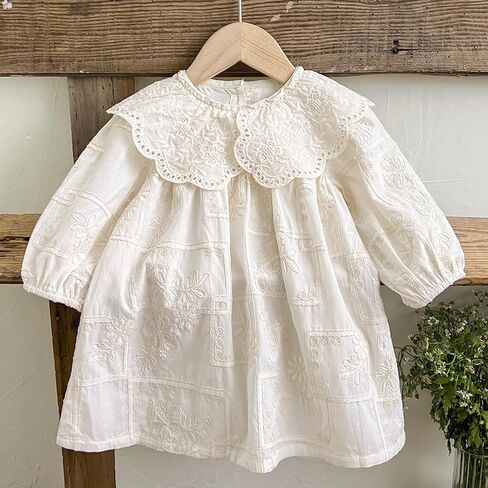Spring - Summer Baby Toddler Long - Sleeve Princess Dress with Exquisite Lace Collar and Embroidery - Cute and Stylish Outfit in Saudi Arabia
