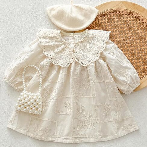 Spring - Summer Baby Toddler Long - Sleeve Princess Dress with Exquisite Lace Collar and Embroidery - Cute and Stylish Outfit in Saudi Arabia