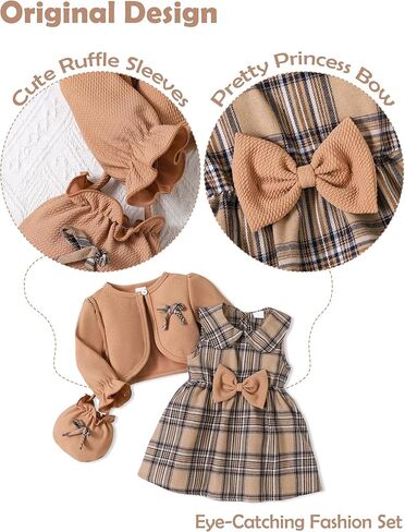 ملابس طفلة ملابس صغيرة فستان طفل الخريف الخريف ملابس الشتاء معطف صغير الأميرة ثوب كارديجان مجموعة +حقيبة لطيفة in Kuwait