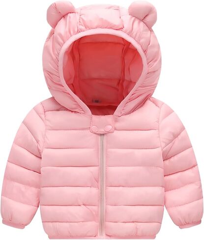 AIWUHE Baby Puffer Jacket Hooded Light Winter Coats Bear Ears Zipper Up Down Coats Outwear for Toddler Boys Girls 6M-4T in Saudi Arabia
