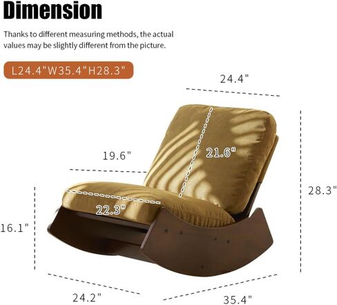 Comfortable Glider Rocking Chair, Upholstery Glider Chair, Solid Wood Frame, Perfect for Multiple Settings Accent Reading Chair for Bedroom,Living Room,Nursery (Orange) in Saudi Arabia