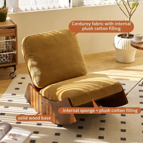 Comfortable Glider Rocking Chair, Upholstery Glider Chair, Solid Wood Frame, Perfect for Multiple Settings Accent Reading Chair for Bedroom,Living Room,Nursery (Orange) in Saudi Arabia