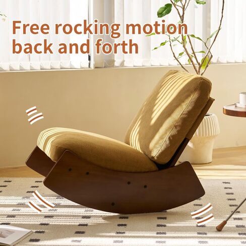 Comfortable Glider Rocking Chair, Upholstery Glider Chair, Solid Wood Frame, Perfect for Multiple Settings Accent Reading Chair for Bedroom,Living Room,Nursery (Orange) in Saudi Arabia