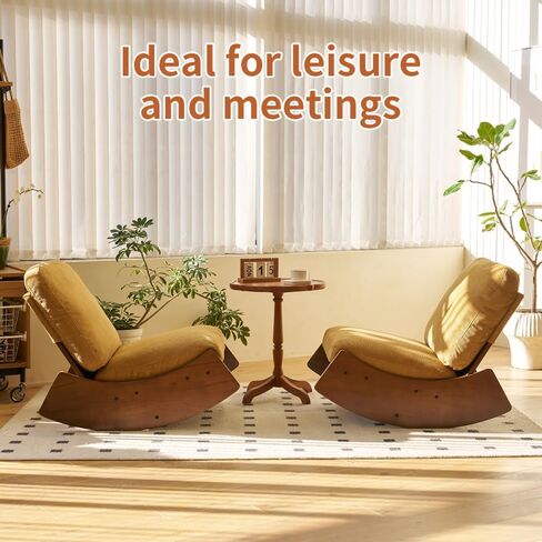 Comfortable Glider Rocking Chair, Upholstery Glider Chair, Solid Wood Frame, Perfect for Multiple Settings Accent Reading Chair for Bedroom,Living Room,Nursery (Orange) in Saudi Arabia