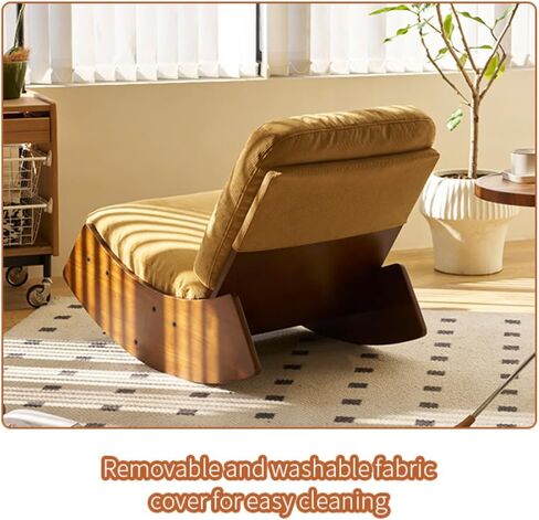 Comfortable Glider Rocking Chair, Upholstery Glider Chair, Solid Wood Frame, Perfect for Multiple Settings Accent Reading Chair for Bedroom,Living Room,Nursery (Orange) in Saudi Arabia