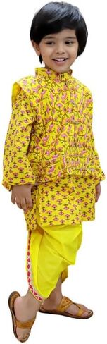 Pure Cotton Printed jacket with Dhoti Kurta for Boys in Kuwait