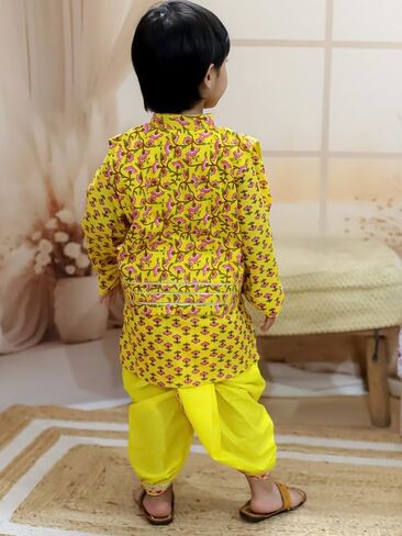 Pure Cotton Printed jacket with Dhoti Kurta for Boys in Kuwait