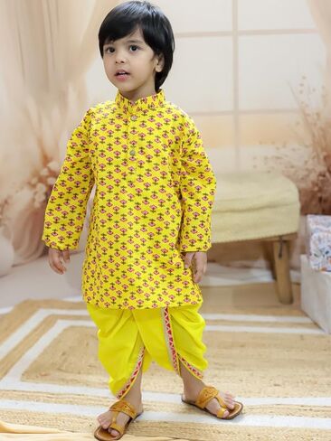 Pure Cotton Printed jacket with Dhoti Kurta for Boys in Kuwait
