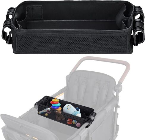 Stroller Snack Tray Compatible with Wonderfold Wagon - Upgraded with Extra Thick Base, Waterproof Faux Leather Sides & Side Mesh Pockets for Added Durability (W2 Series Thickened) in Kuwait