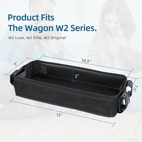 Stroller Snack Tray Compatible with Wonderfold Wagon - Upgraded with Extra Thick Base, Waterproof Faux Leather Sides & Side Mesh Pockets for Added Durability (W2 Series Thickened) in Kuwait