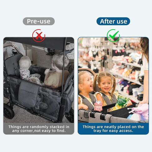 Stroller Snack Tray Compatible with Wonderfold Wagon - Upgraded with Extra Thick Base, Waterproof Faux Leather Sides & Side Mesh Pockets for Added Durability (W2 Series Thickened) in Kuwait
