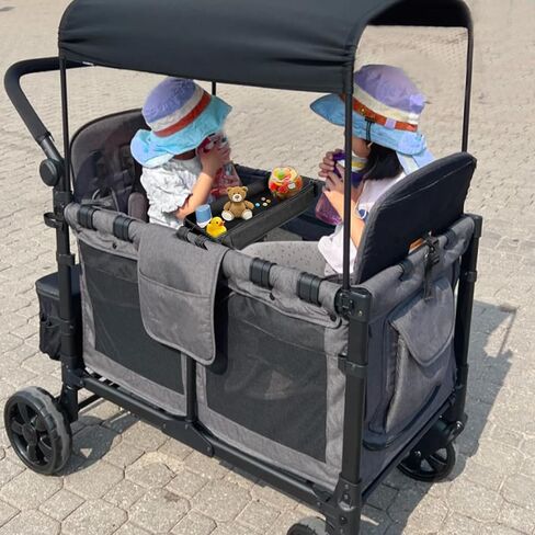 Stroller Snack Tray Compatible with Wonderfold Wagon - Upgraded with Extra Thick Base, Waterproof Faux Leather Sides & Side Mesh Pockets for Added Durability (W2 Series Thickened) in Kuwait