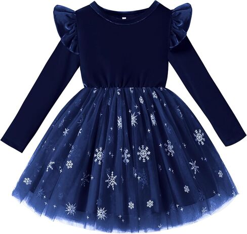 U·nikaka Toddler Baby Girls Velvet Dress Sequin Tutu Winter Toddler Long Sleeve Party Holiday Dress for Girls in Kuwait