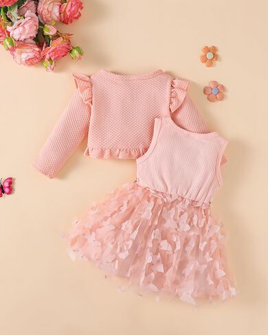 Renotemy Newborn Baby Girl Flower Dress Toddler Tutu Tulle Dress Princess Wedding Birthday Party Dresses for Girls 3M-3T in Saudi Arabia