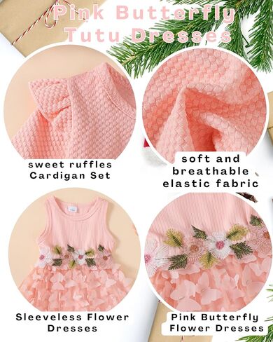 Renotemy Newborn Baby Girl Flower Dress Toddler Tutu Tulle Dress Princess Wedding Birthday Party Dresses for Girls 3M-3T in Saudi Arabia
