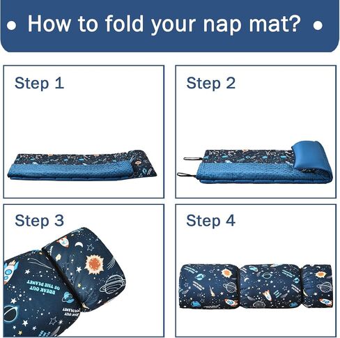 MWMWM Toddler Nap Mat with Removable Pillow and Blanket for Boys Girls Kids for Daycare, Preschool Travel Camping in Saudi Arabia