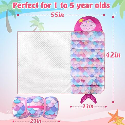 Thick Toddler Nap Mat with Pillow - Lightweight & Portable Toddler Sleeping Bag for Kids Boys Girls Aged 1~5 Daycare Preschool Travel in Saudi Arabia