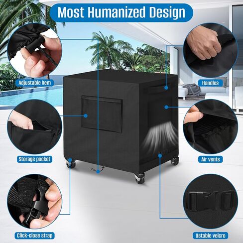 SIRUITON Patio Cooler Cart Cover, Fits for Most 80 Quart Rolling Cooler Cart Cover, Waterproof Patio Ice Chest Protective Covers for Outdoor Bar Cart, 34L X 20W X32H inch-（Black） in Saudi Arabia