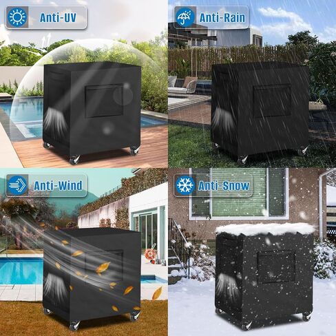 SIRUITON Patio Cooler Cart Cover, Fits for Most 80 Quart Rolling Cooler Cart Cover, Waterproof Patio Ice Chest Protective Covers for Outdoor Bar Cart, 34L X 20W X32H inch-（Black） in Saudi Arabia