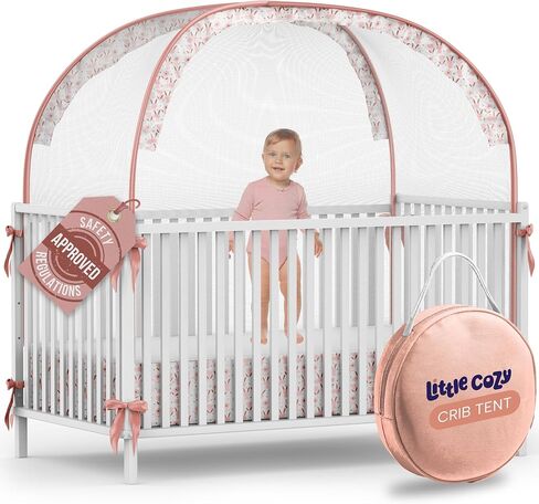 Crib Tent to Keep Baby from Climbing Out – Pop Up Crib Net Canopy with Strong Breathable Mesh, Double Auto-Lock Zippers & Durable Frame – Easy Install Baby Safety Cover for Standard Cribs in Saudi Arabia