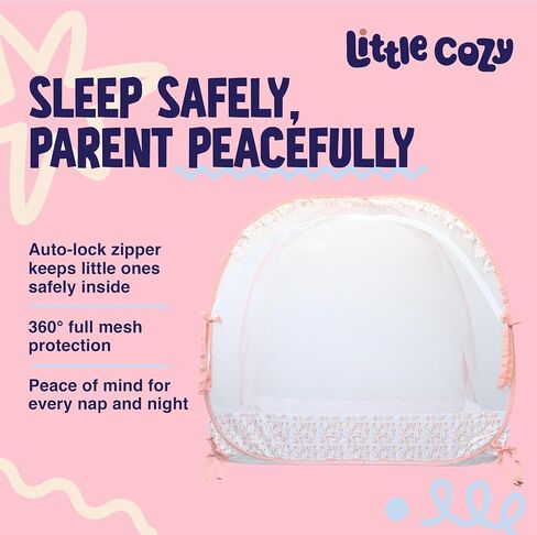 Crib Tent to Keep Baby from Climbing Out – Pop Up Crib Net Canopy with Strong Breathable Mesh, Double Auto-Lock Zippers & Durable Frame – Easy Install Baby Safety Cover for Standard Cribs in Saudi Arabia