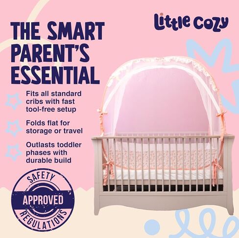 Crib Tent to Keep Baby from Climbing Out – Pop Up Crib Net Canopy with Strong Breathable Mesh, Double Auto-Lock Zippers & Durable Frame – Easy Install Baby Safety Cover for Standard Cribs in Saudi Arabia