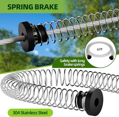 FAHKNS 180FT Zipline for Backyard Kids and Adults: 400LBS Capacity Updated Removable Design Trolley,Safety Harness,Thickened Seat,Quick Tighten Zipline Kits for Outdoor in Kuwait