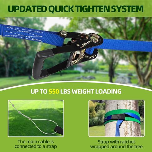 FAHKNS 180FT Zipline for Backyard Kids and Adults: 400LBS Capacity Updated Removable Design Trolley,Safety Harness,Thickened Seat,Quick Tighten Zipline Kits for Outdoor in Kuwait