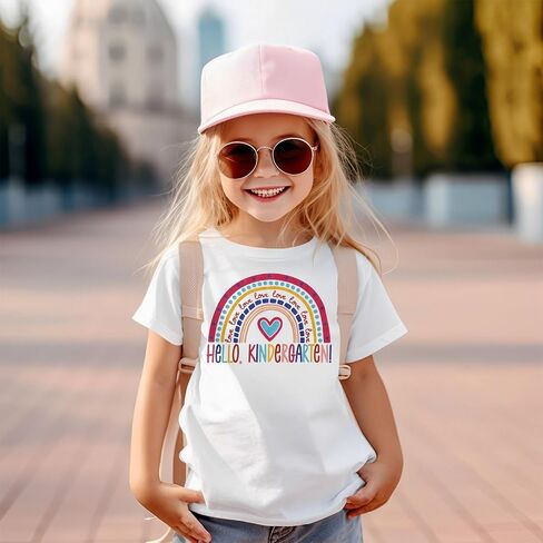 قميص رياض الأطفال للفتيات في اليوم الأول من رياض الأطفال Tshirt لطيف قوس قزح قمم الأطفال الصغار العودة إلى ملابس المدرسة in Saudi Arabia