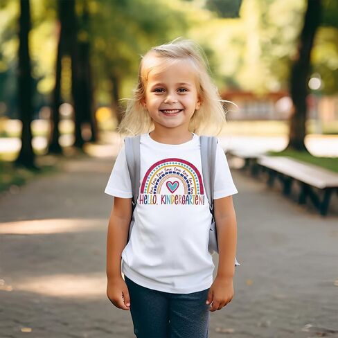 قميص رياض الأطفال للفتيات في اليوم الأول من رياض الأطفال Tshirt لطيف قوس قزح قمم الأطفال الصغار العودة إلى ملابس المدرسة in Saudi Arabia