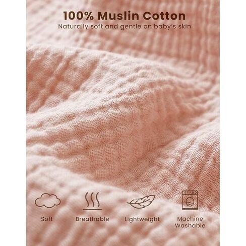 Konssy Muslin Baby Sleep Sack 12-18 Months 0.8 TOG, 2 Pack 100% Cotton Wearable Blanket for Babies, 2-Way Zipper Breathable Sleeping Sack Infant Toddler Essentials for Girls and Boys (Blossom, Pink) in Kuwait
