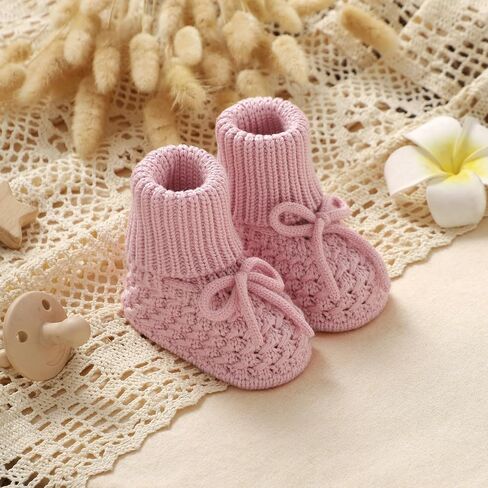 Newborn Shoes Knitted Baby Booties Hand Crochet Knit Infant Boys Girls First Walkers Soft Crib Sock Boots in Kuwait