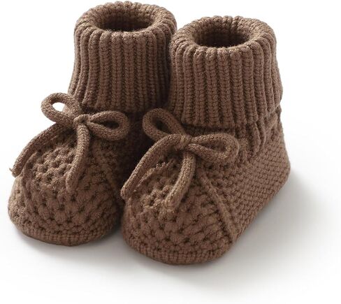Newborn Shoes Knitted Baby Booties Hand Crochet Knit Infant Boys Girls First Walkers Soft Crib Sock Boots in Kuwait