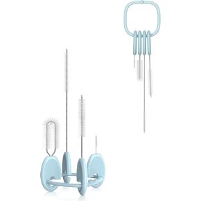 YOTIME Standing Straw Cleaner Brush Set, 4in1 Reusable Straw Brushes with Holder Ring, for Wide and Narrow Straws, Tumblers, Water Bottles and Cups, Pink in Kuwait