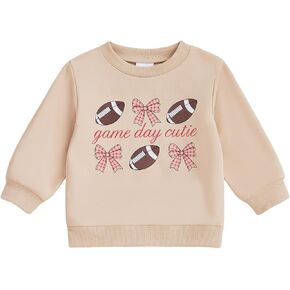 Baby Boys Girls Fall Football Sweatshirt Sunday Funday Rugby Theme Crew Neck Pullover For Infant Toddler Kids in Kuwait