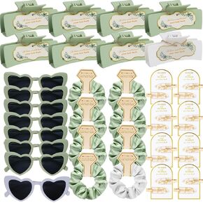 Sage Green Bridesmaid Gifts for Proposal, 6PCS Girls Gift Set with Hair Claws, Scrunchies, Makeup Clips & Heart Sunglasses, Wedding Bachelorette Party Favors, Birthday Gifts for Women Teens in Saudi Arabia
